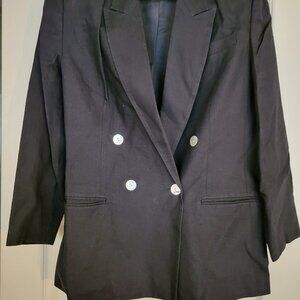 Womens 14 Petite Amanda Smith Linen Doubke Breasted Suit Jacket